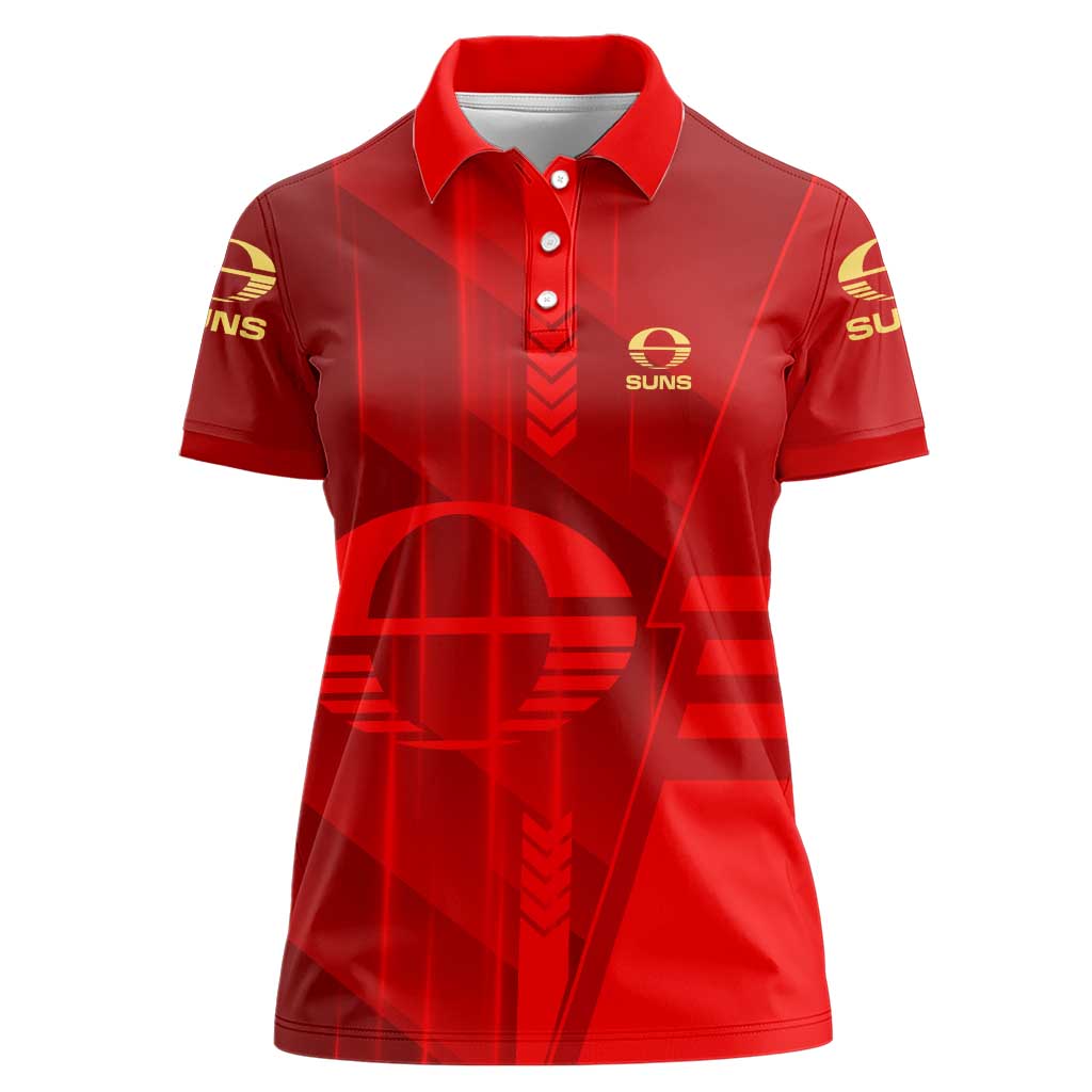Personalized Gold Coast Suns Women Polo Shirt Modern Geometric Sports Graphic Style