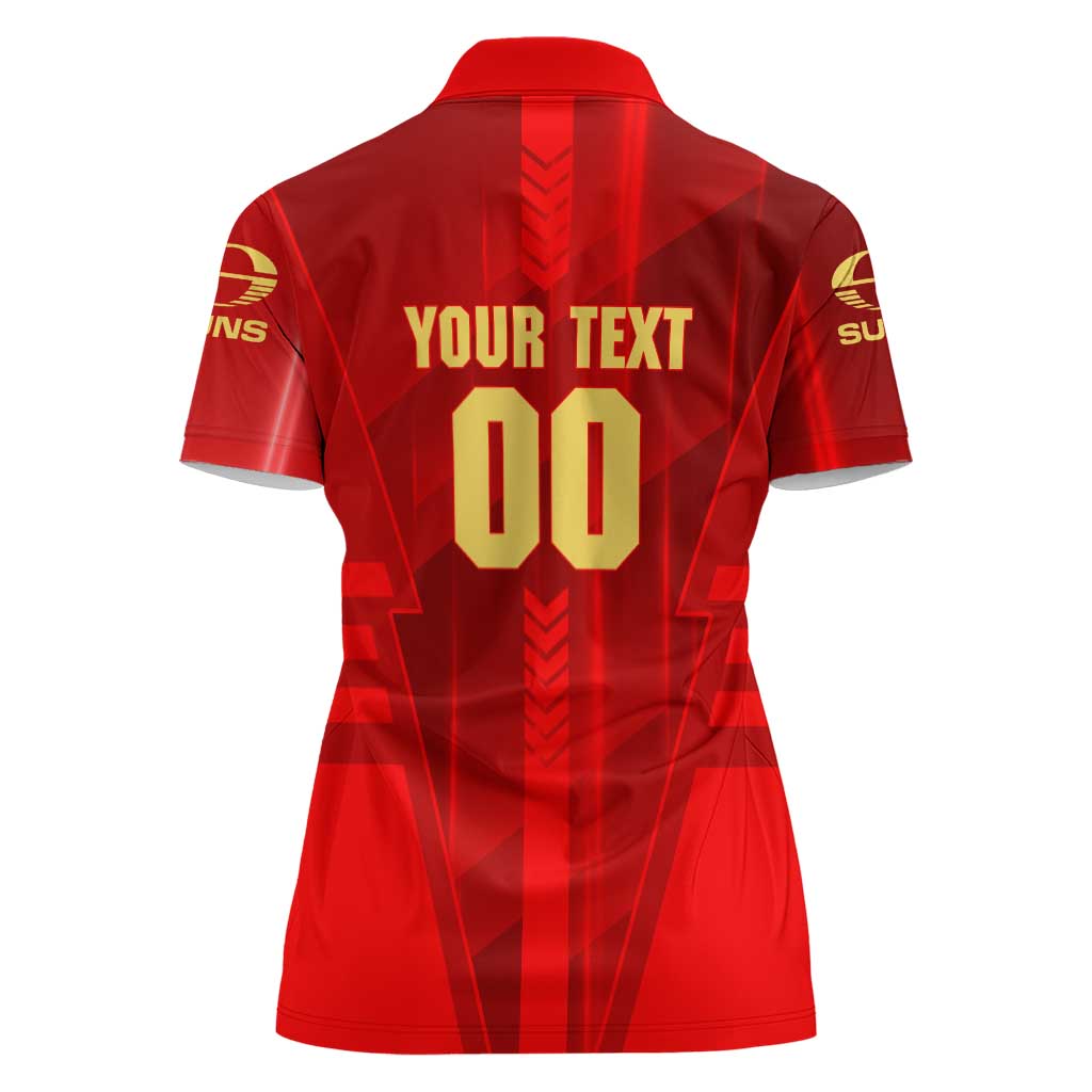 Personalized Gold Coast Suns Women Polo Shirt Modern Geometric Sports Graphic Style