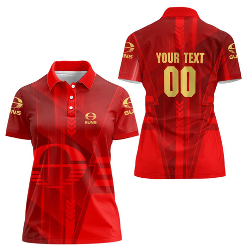 Personalized Gold Coast Suns Women Polo Shirt Modern Geometric Sports Graphic Style