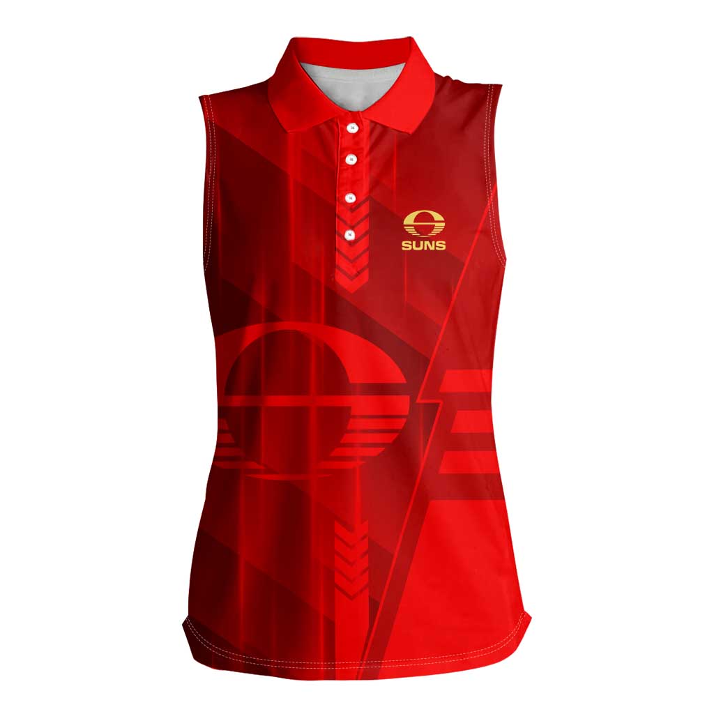Personalized Gold Coast Suns Women Sleeveless Polo Shirt Modern Geometric Sports Graphic Style