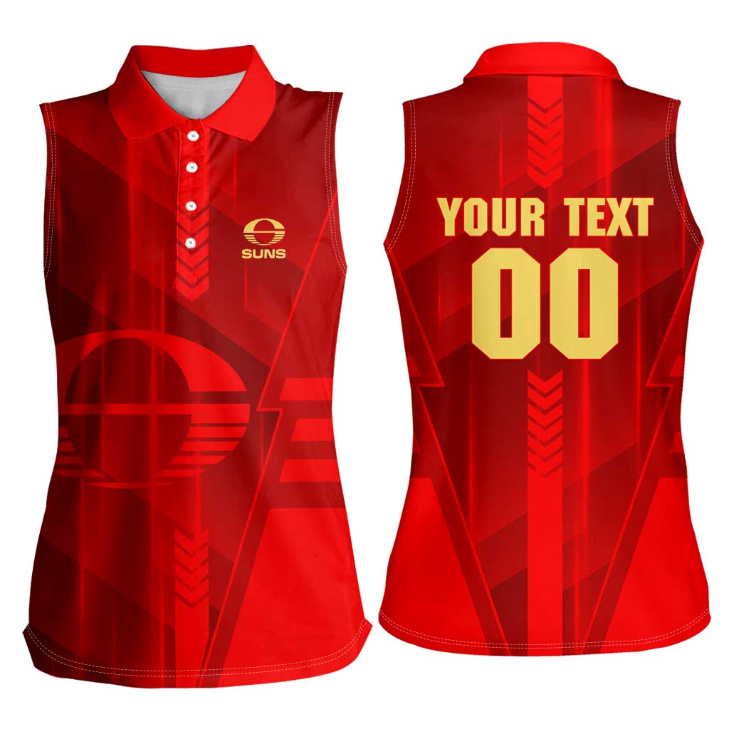 Personalized Gold Coast Suns Women Sleeveless Polo Shirt Modern Geometric Sports Graphic Style