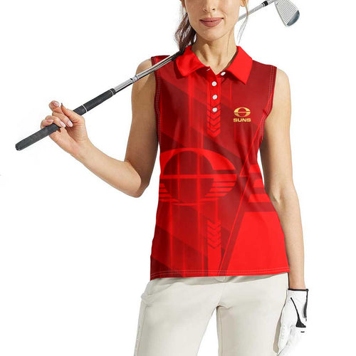 Personalized Gold Coast Suns Women Sleeveless Polo Shirt Modern Geometric Sports Graphic Style