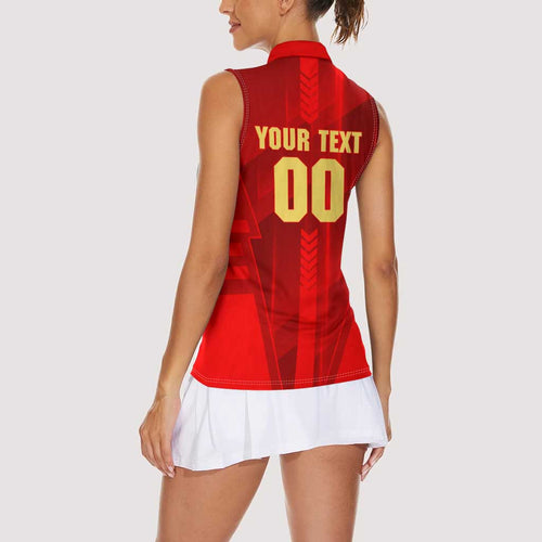 Personalized Gold Coast Suns Women Sleeveless Polo Shirt Modern Geometric Sports Graphic Style