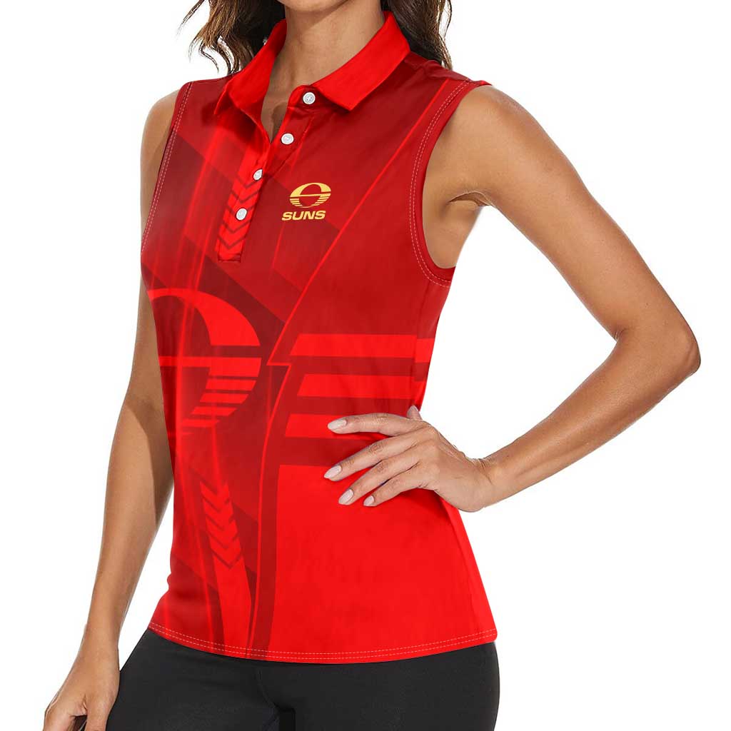 Personalized Gold Coast Suns Women Sleeveless Polo Shirt Modern Geometric Sports Graphic Style