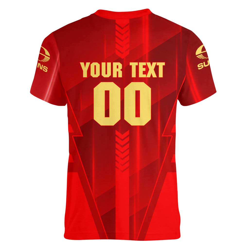 Personalized Gold Coast Suns Women V-Neck T-Shirt Modern Geometric Sports Graphic Style