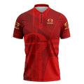 Personalized Gold Coast Suns Zipper Polo Shirt Modern Geometric Sports Graphic Style