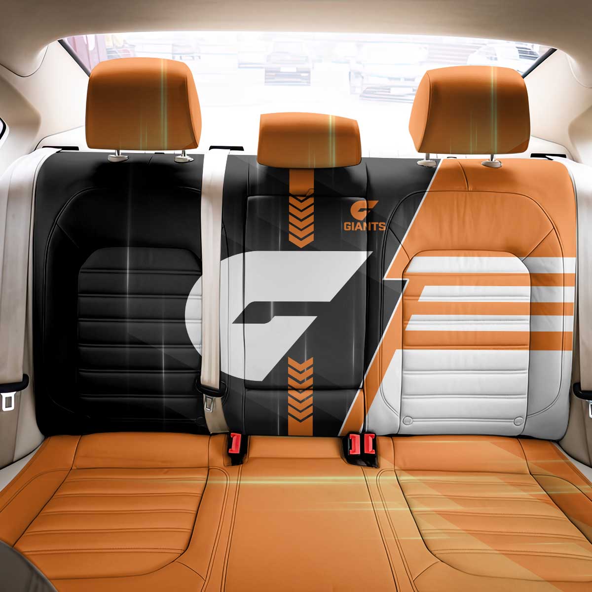 Greater Western Sydney Giants Back Car Seat Cover Modern Geometric Sports Graphic Style