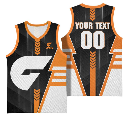 Personalized Greater Western Sydney Giants Basketball Jersey Modern Geometric Sports Graphic Style