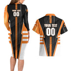 Personalized Greater Western Sydney Giants Couples Matching Long Sleeve Bodycon Dress and Hawaiian Shirt Modern Geometric Sports Graphic Style