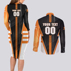 Personalized Greater Western Sydney Giants Couples Matching Long Sleeve Bodycon Dress and Long Sleeve Button Shirt Modern Geometric Sports Graphic Style