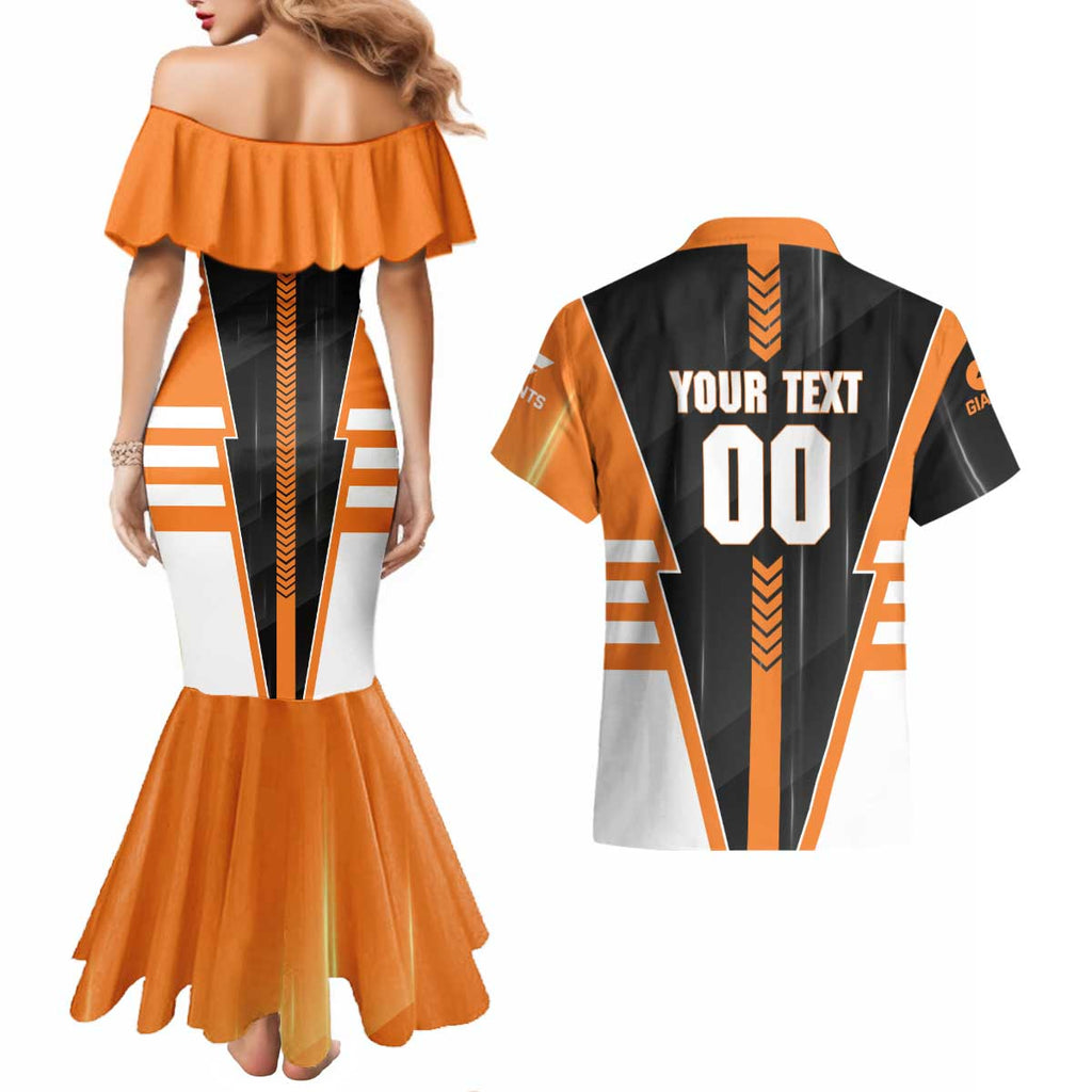 Personalized Greater Western Sydney Giants Couples Matching Mermaid Dress and Hawaiian Shirt Modern Geometric Sports Graphic Style