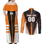 Personalized Greater Western Sydney Giants Couples Matching Off Shoulder Maxi Dress and Long Sleeve Button Shirt Modern Geometric Sports Graphic Style