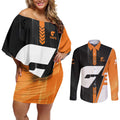 Personalized Greater Western Sydney Giants Couples Matching Off Shoulder Short Dress and Long Sleeve Button Shirt Modern Geometric Sports Graphic Style
