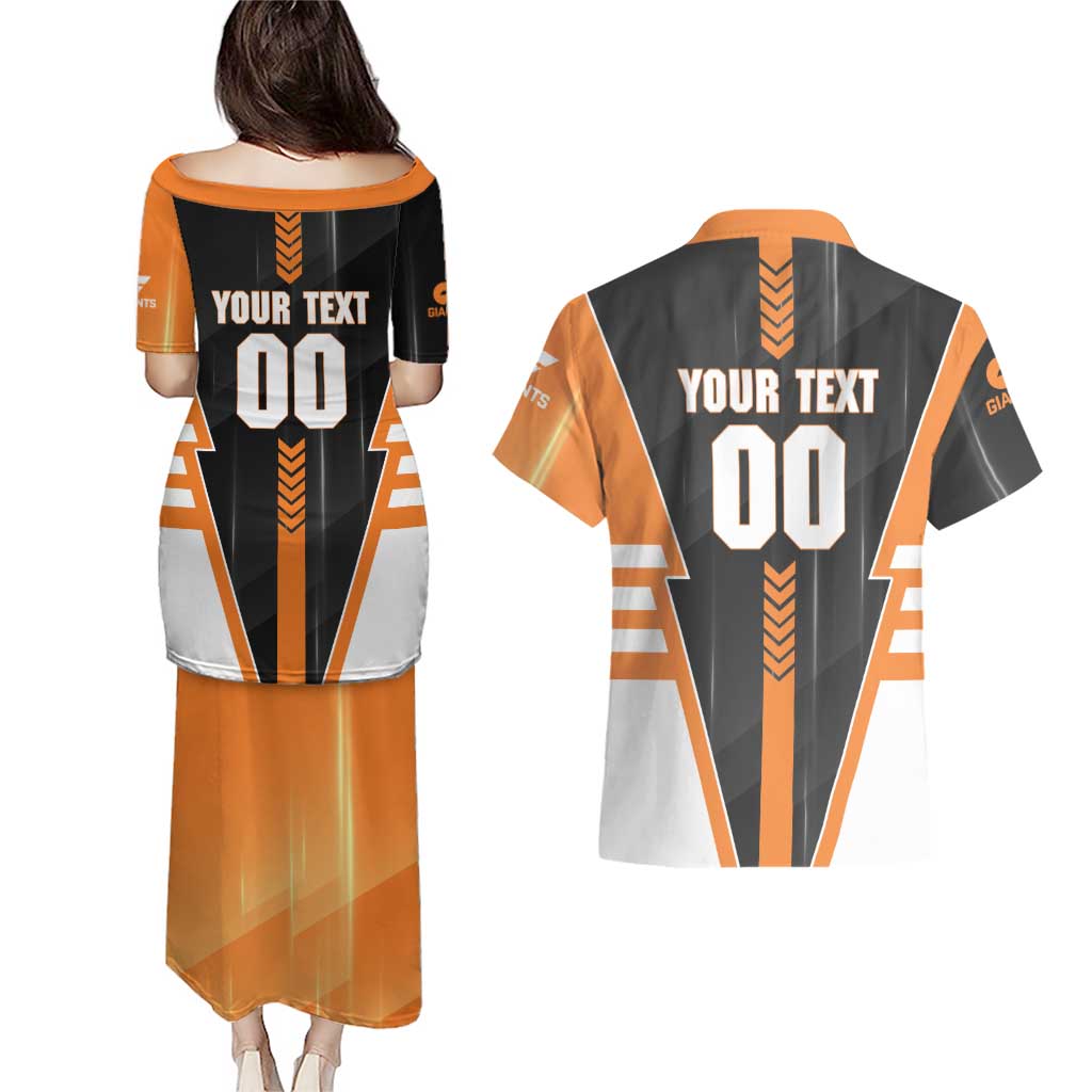 Personalized Greater Western Sydney Giants Couples Matching Puletasi and Hawaiian Shirt Modern Geometric Sports Graphic Style