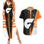 Personalized Greater Western Sydney Giants Couples Matching Summer Maxi Dress and Hawaiian Shirt Modern Geometric Sports Graphic Style