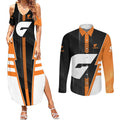 Personalized Greater Western Sydney Giants Couples Matching Summer Maxi Dress and Long Sleeve Button Shirt Modern Geometric Sports Graphic Style