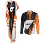 Personalized Greater Western Sydney Giants Couples Matching Tank Maxi Dress and Long Sleeve Button Shirt Modern Geometric Sports Graphic Style