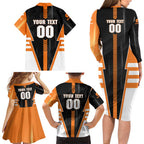 Personalized Greater Western Sydney Giants Family Matching Long Sleeve Bodycon Dress and Hawaiian Shirt Modern Geometric Sports Graphic Style