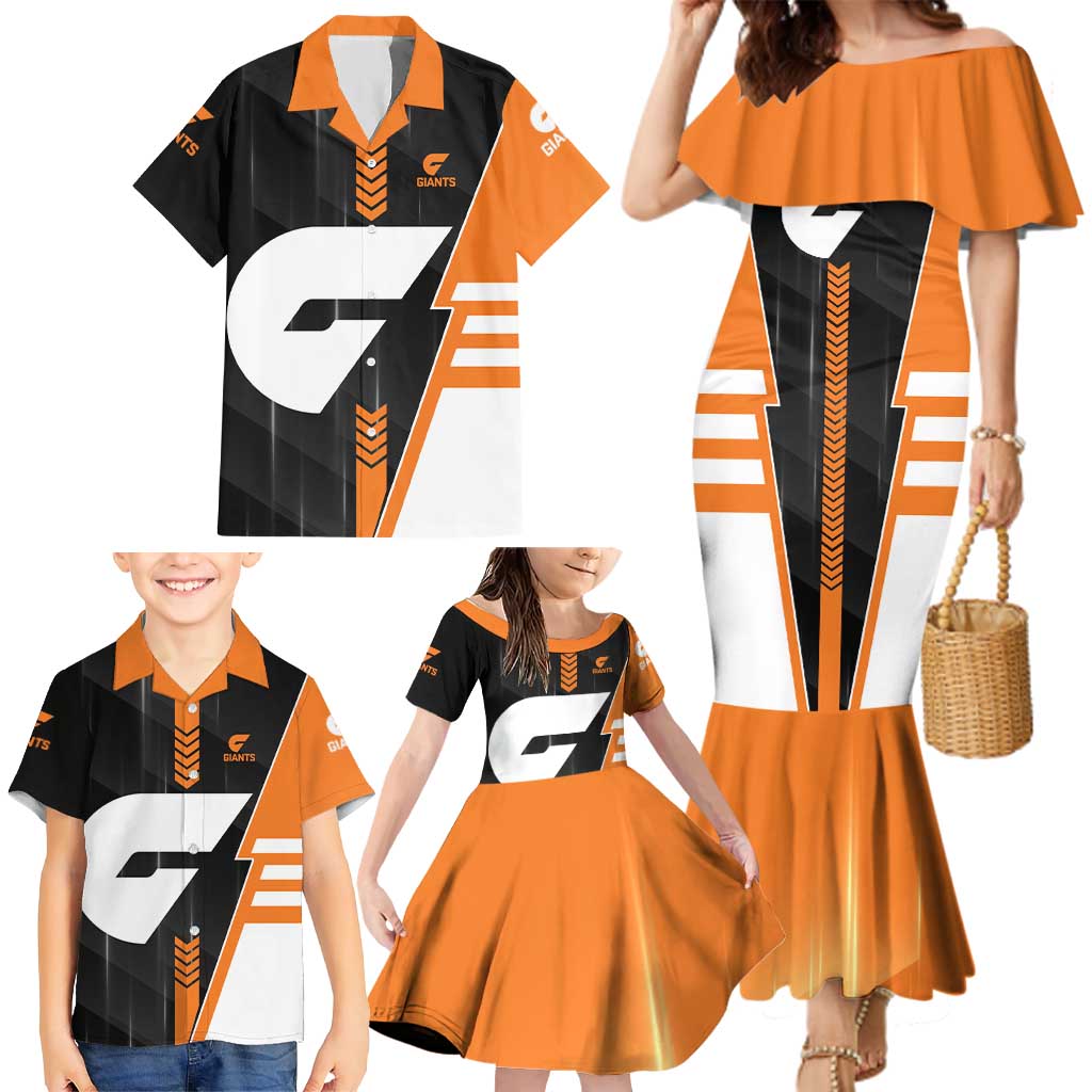 Personalized Greater Western Sydney Giants Family Matching Mermaid Dress and Hawaiian Shirt Modern Geometric Sports Graphic Style
