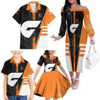 Personalized Greater Western Sydney Giants Family Matching Off The Shoulder Long Sleeve Dress and Hawaiian Shirt Modern Geometric Sports Graphic Style