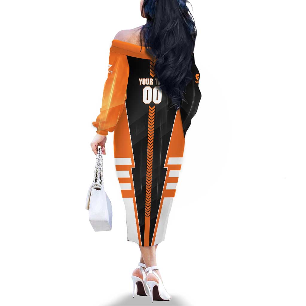 Personalized Greater Western Sydney Giants Family Matching Off The Shoulder Long Sleeve Dress and Hawaiian Shirt Modern Geometric Sports Graphic Style