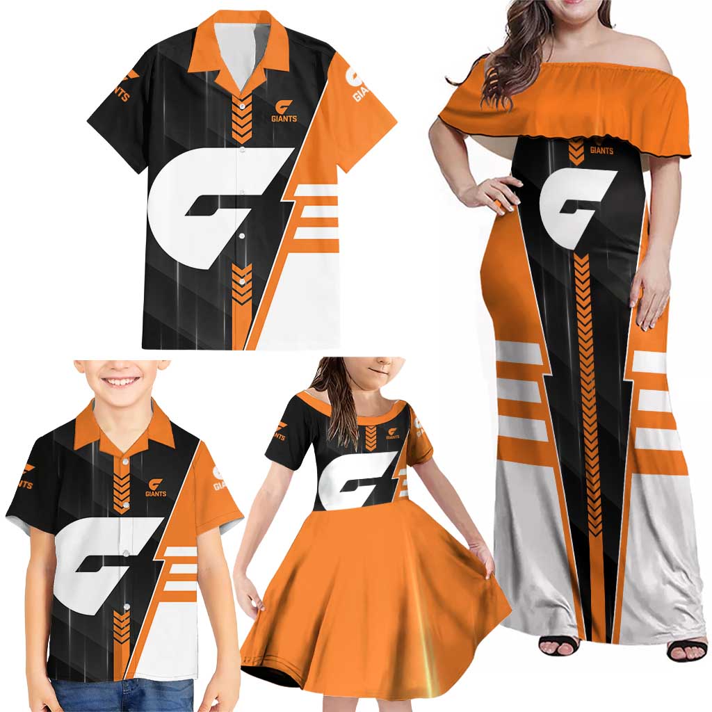 Personalized Greater Western Sydney Giants Family Matching Off Shoulder Maxi Dress and Hawaiian Shirt Modern Geometric Sports Graphic Style