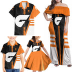 Personalized Greater Western Sydney Giants Family Matching Off Shoulder Maxi Dress and Hawaiian Shirt Modern Geometric Sports Graphic Style