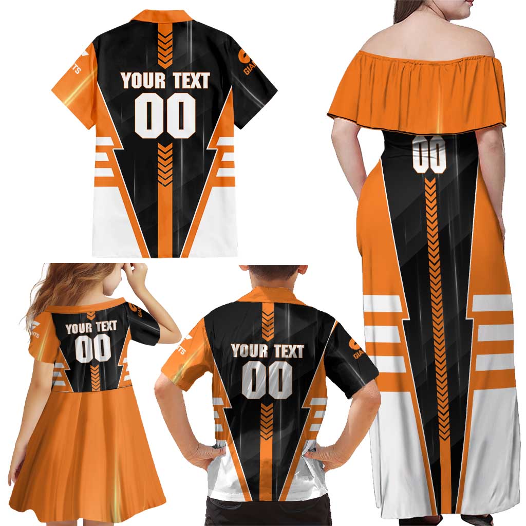 Personalized Greater Western Sydney Giants Family Matching Off Shoulder Maxi Dress and Hawaiian Shirt Modern Geometric Sports Graphic Style