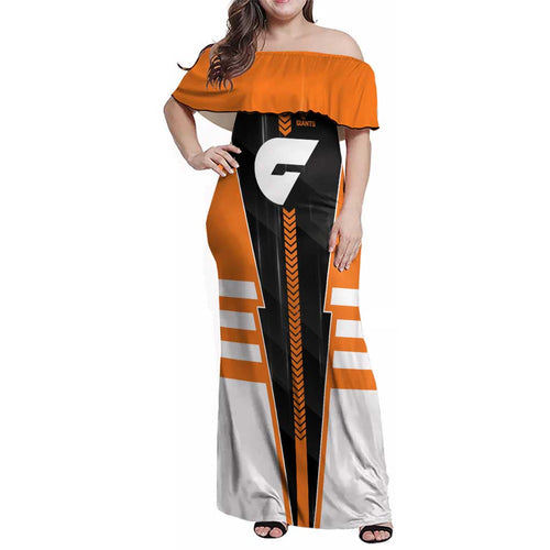 Personalized Greater Western Sydney Giants Family Matching Off Shoulder Maxi Dress and Hawaiian Shirt Modern Geometric Sports Graphic Style