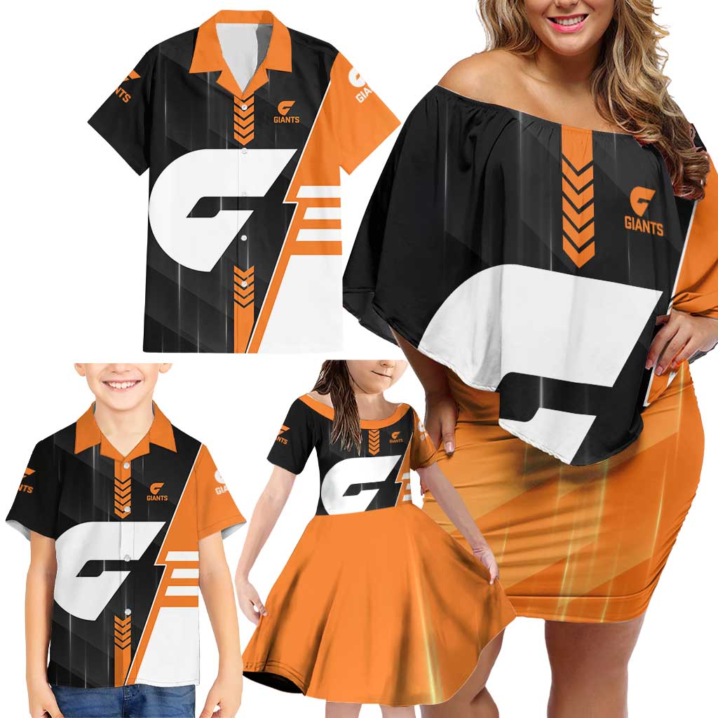 Personalized Greater Western Sydney Giants Family Matching Off Shoulder Short Dress and Hawaiian Shirt Modern Geometric Sports Graphic Style