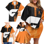 Personalized Greater Western Sydney Giants Family Matching Off Shoulder Short Dress and Hawaiian Shirt Modern Geometric Sports Graphic Style