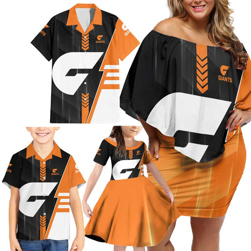 Personalized Greater Western Sydney Giants Family Matching Off Shoulder Short Dress and Hawaiian Shirt Modern Geometric Sports Graphic Style