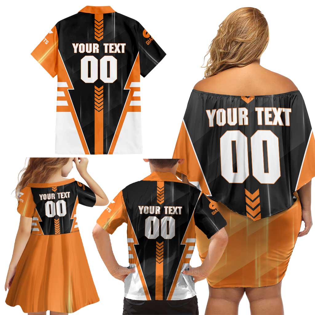 Personalized Greater Western Sydney Giants Family Matching Off Shoulder Short Dress and Hawaiian Shirt Modern Geometric Sports Graphic Style