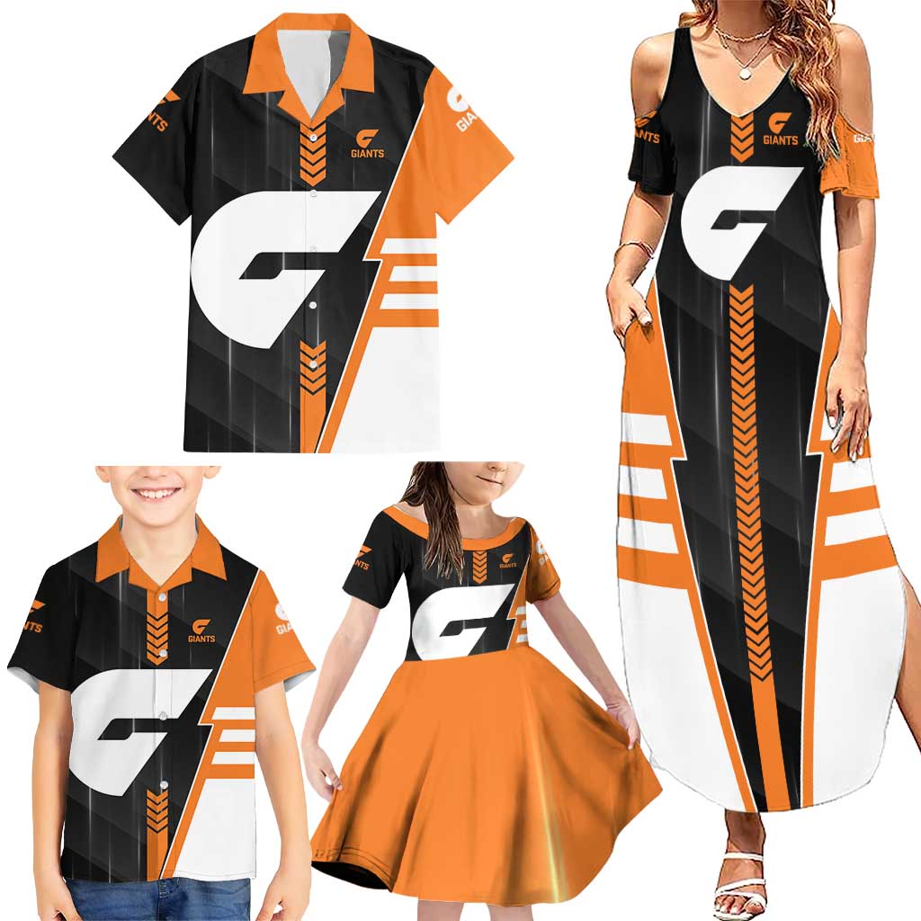 Personalized Greater Western Sydney Giants Family Matching Summer Maxi Dress and Hawaiian Shirt Modern Geometric Sports Graphic Style