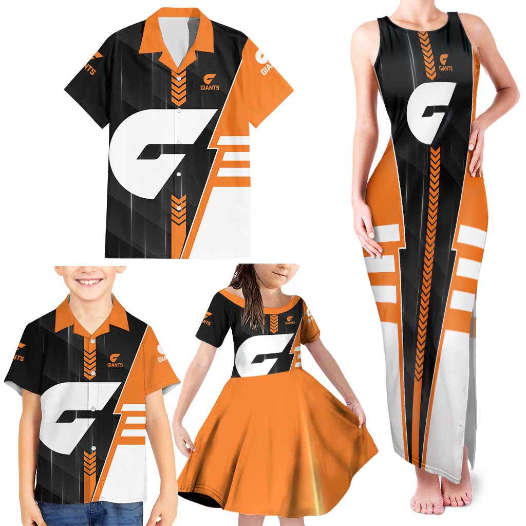 Personalized Greater Western Sydney Giants Family Matching Tank Maxi Dress and Hawaiian Shirt Modern Geometric Sports Graphic Style
