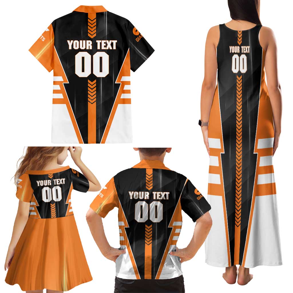 Personalized Greater Western Sydney Giants Family Matching Tank Maxi Dress and Hawaiian Shirt Modern Geometric Sports Graphic Style