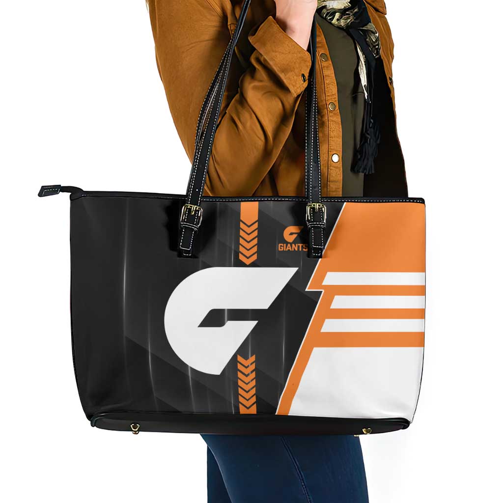 Greater Western Sydney Giants Leather Tote Bag Modern Geometric Sports Graphic Style