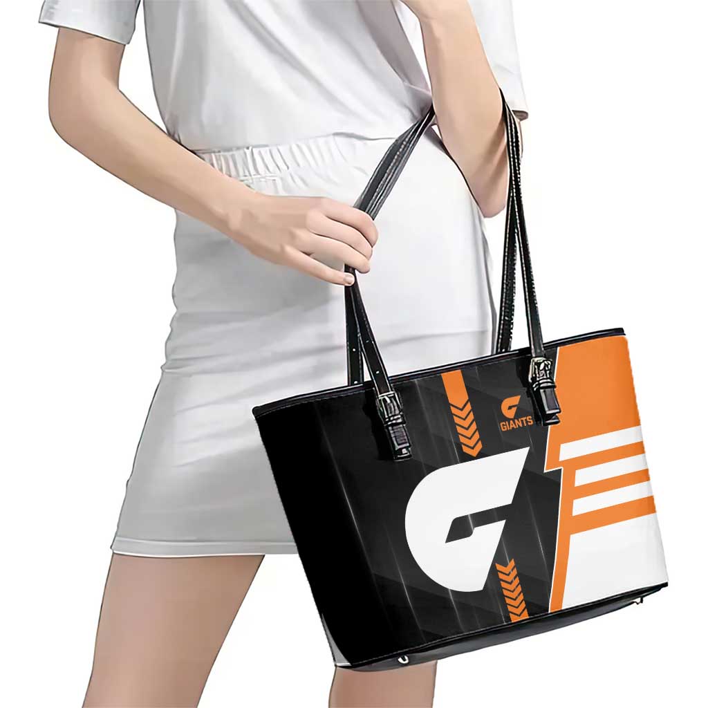 Greater Western Sydney Giants Leather Tote Bag Modern Geometric Sports Graphic Style