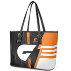 Greater Western Sydney Giants Leather Tote Bag Modern Geometric Sports Graphic Style