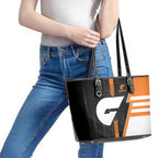 Greater Western Sydney Giants Leather Tote Bag Modern Geometric Sports Graphic Style