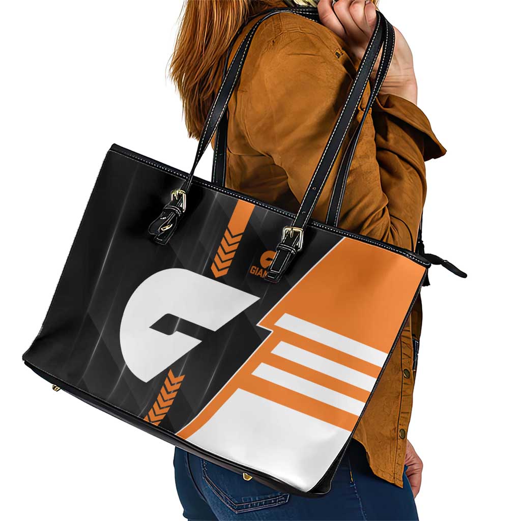 Greater Western Sydney Giants Leather Tote Bag Modern Geometric Sports Graphic Style