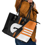 Greater Western Sydney Giants Leather Tote Bag Modern Geometric Sports Graphic Style