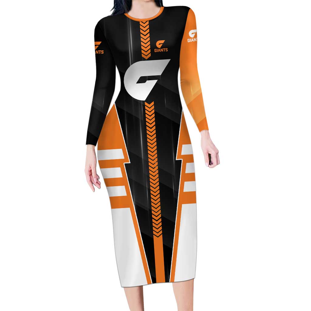 Personalized Greater Western Sydney Giants Long Sleeve Bodycon Dress Modern Geometric Sports Graphic Style