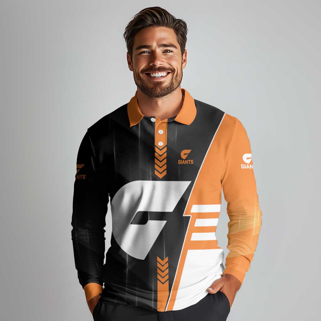 Personalized Greater Western Sydney Giants Long Sleeve Polo Shirt Modern Geometric Sports Graphic Style