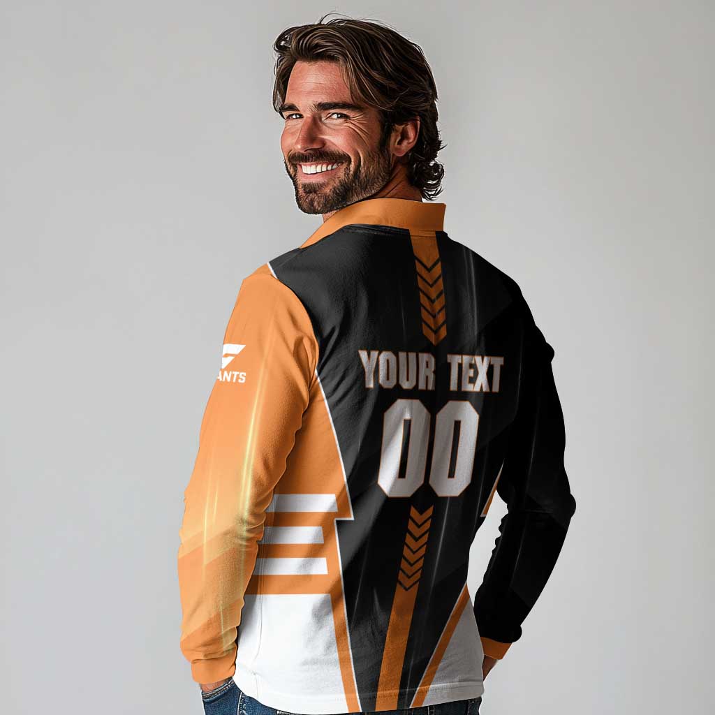 Personalized Greater Western Sydney Giants Long Sleeve Polo Shirt Modern Geometric Sports Graphic Style