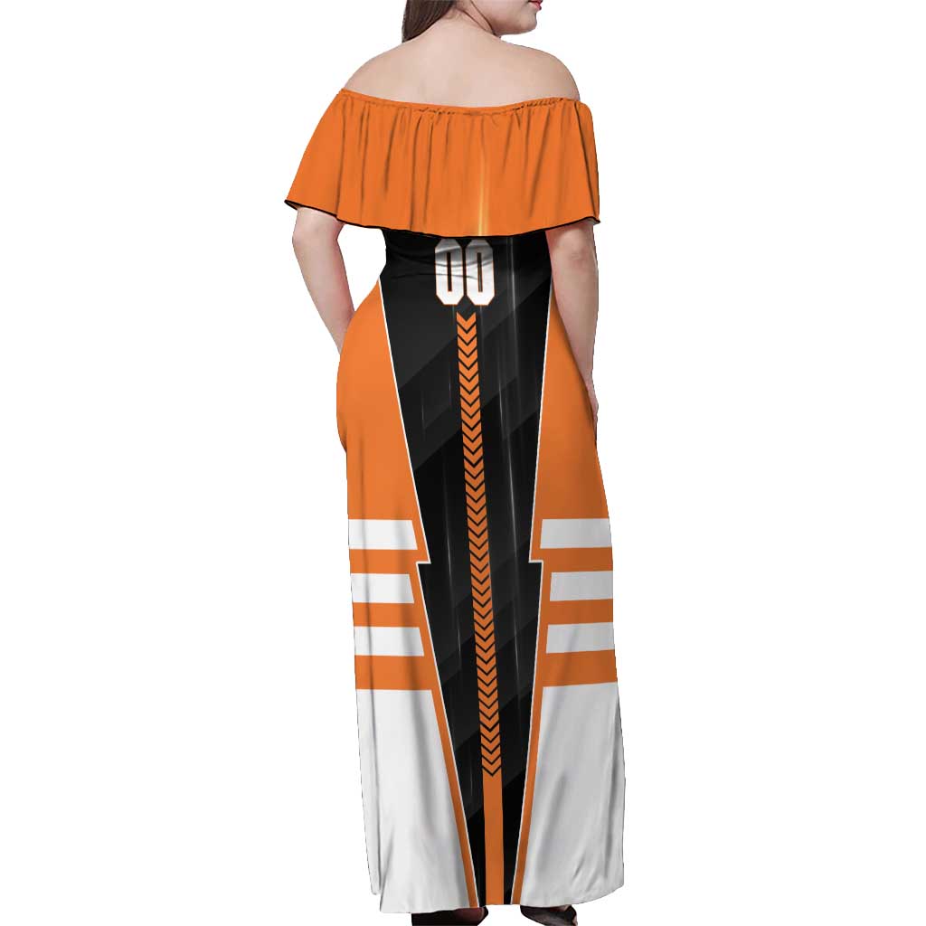 Personalized Greater Western Sydney Giants Off Shoulder Maxi Dress Modern Geometric Sports Graphic Style