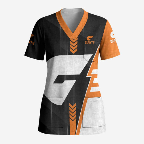 Personalized Greater Western Sydney Giants Scrub Top Modern Geometric Sports Graphic Style