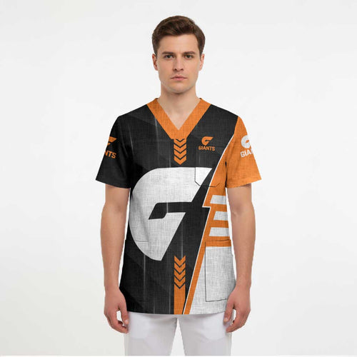 Personalized Greater Western Sydney Giants Scrub Top Modern Geometric Sports Graphic Style