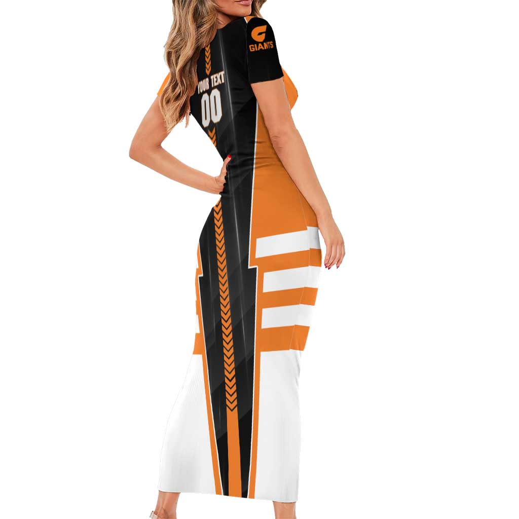 Personalized Greater Western Sydney Giants Short Sleeve Bodycon Dress Modern Geometric Sports Graphic Style