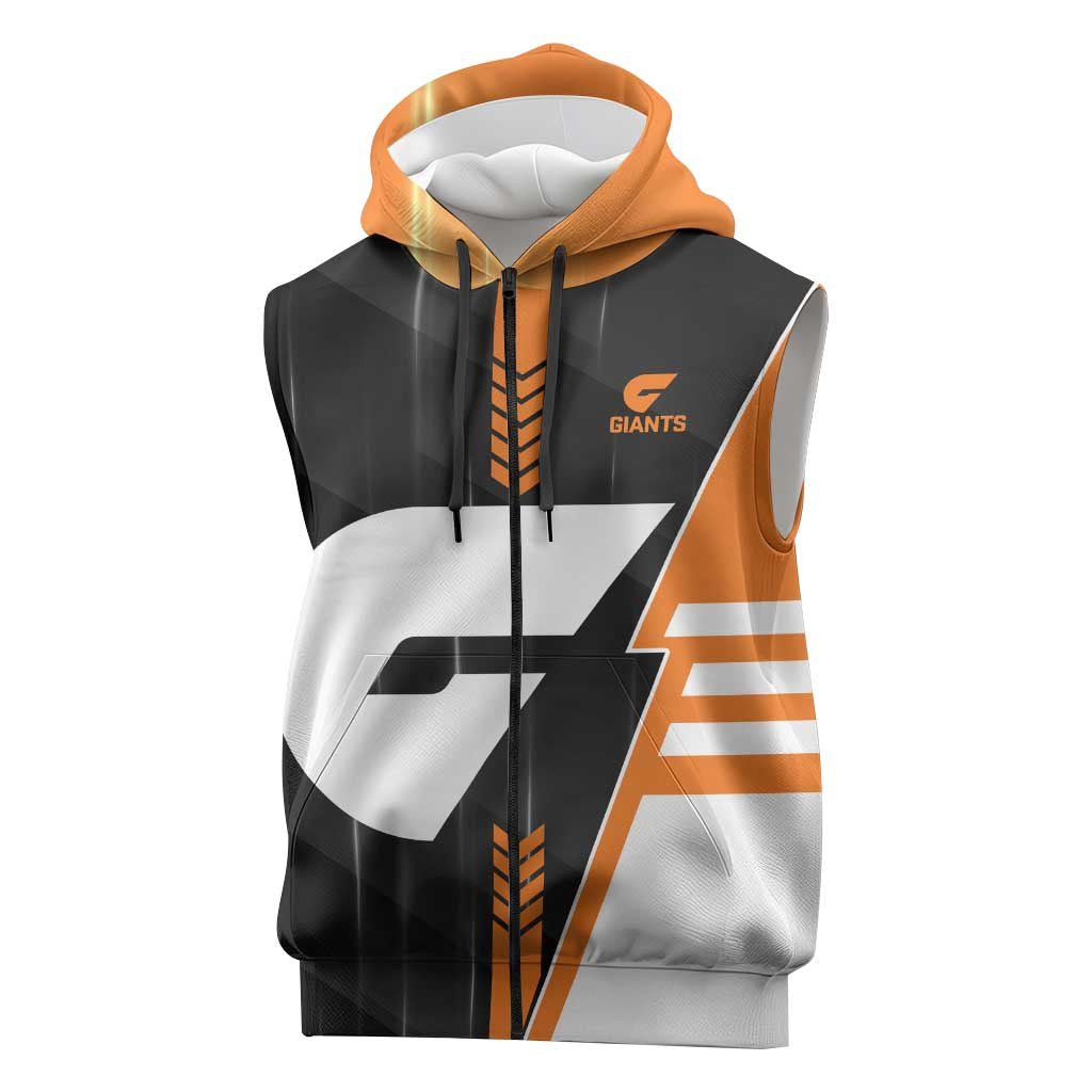 Personalized Greater Western Sydney Giants Sleeveless Zip Hoodie Modern Geometric Sports Graphic Style